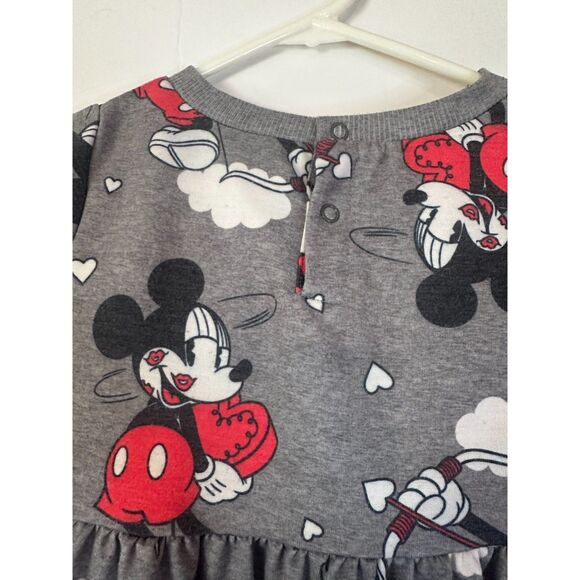 Disney Minnie Mouse Shirt Toddler Girls 4T Long Sleeve Gray Red Hearts Tunic - Picture 3 of 6